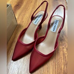 Steve Madden Red Pointed Slingback Heels with Slim Block Heel